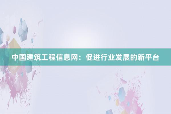 中国建筑工程信息网：促进行业发展的新平台